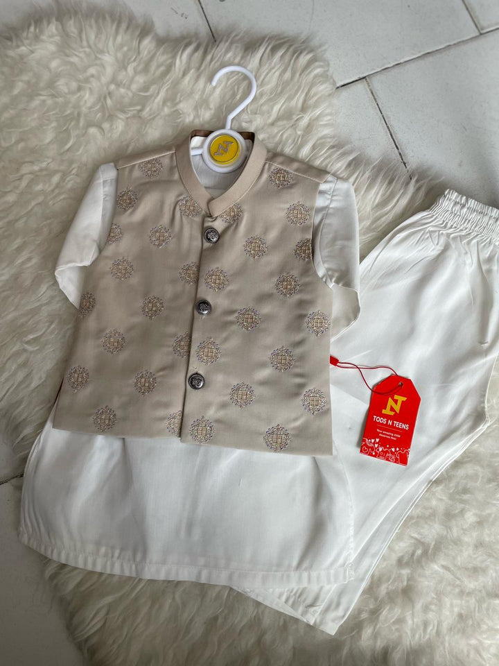 Beige Box 3 Piece Eastern Dress  (6-36M)