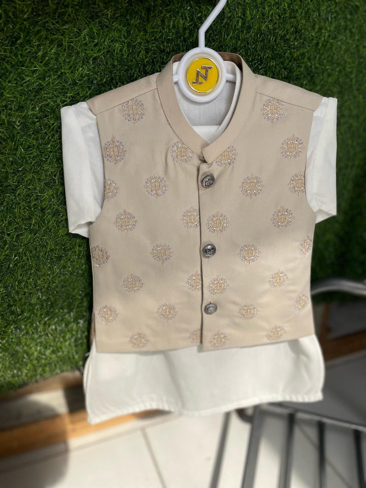 Beige Box 3 Piece Eastern Dress  (6-36M)