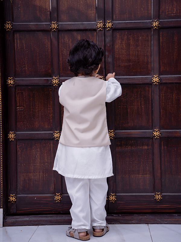 Beige Box 3 Piece Eastern Dress  (6-36M)