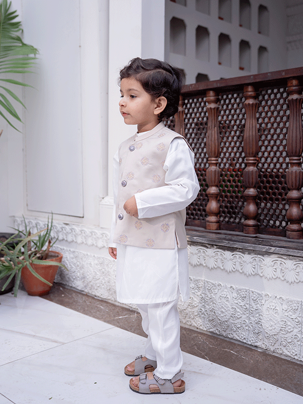 Beige Box 3 Piece Eastern Dress  (6-36M)