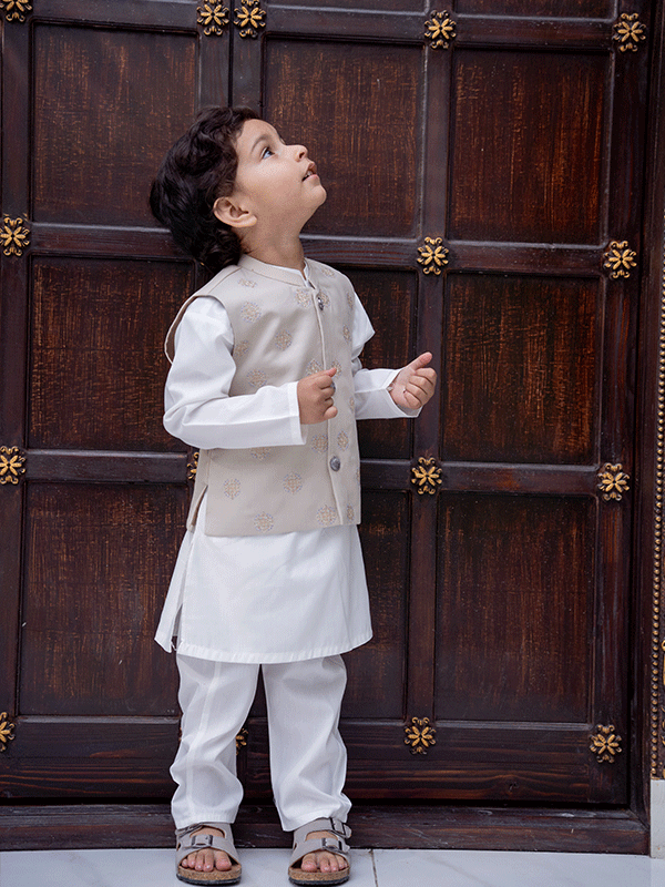 Beige Box 3 Piece Eastern Dress  (6-36M)