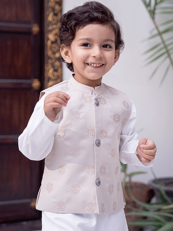 Beige Box 3 Piece Eastern Dress  (6-36M)