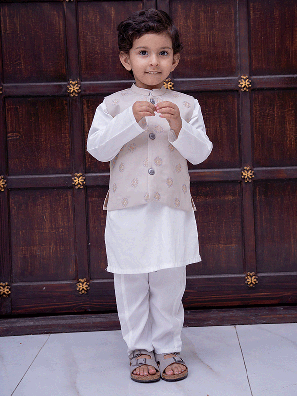 Beige Box 3 Piece Eastern Dress  (6-36M)