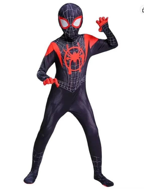 Kids Superhero Spider Costume Spandex Jumpsuit Halloween Cosplay Costumes Bodysuit Kids Head Cover Separation Party Set