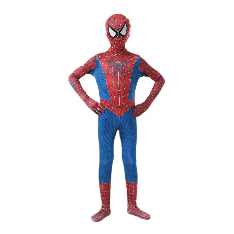 Kids Superhero Spider Costume Spandex Jumpsuit Halloween Cosplay Costumes Bodysuit Kids Head Cover Separation Party Set